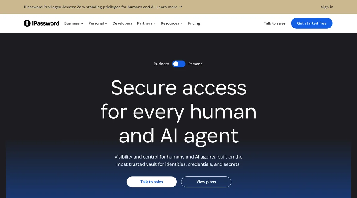 1Password home page