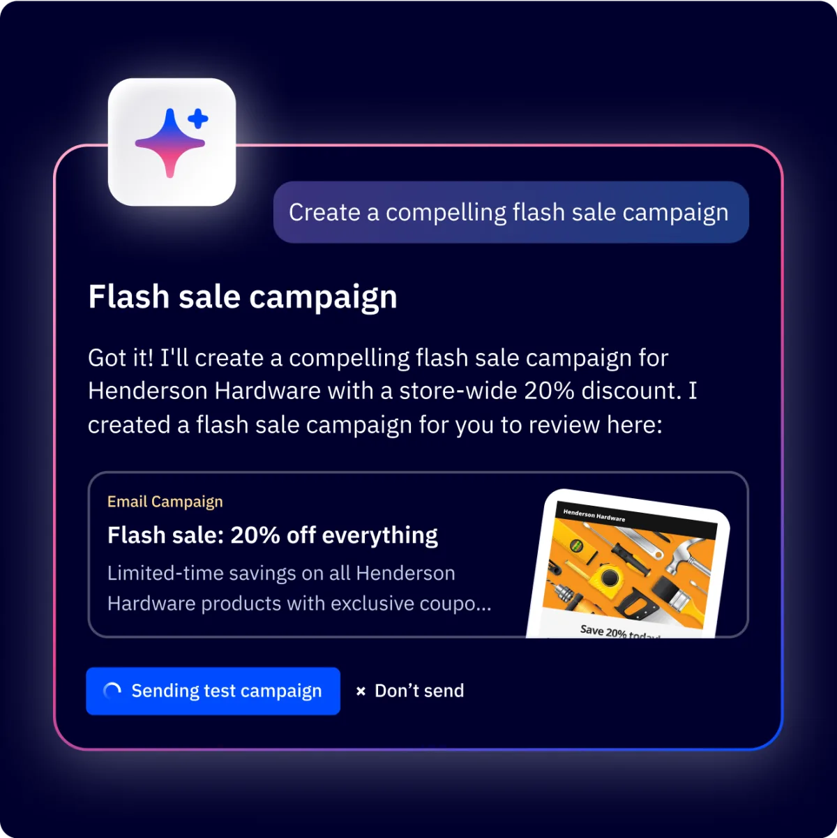 ActiveCampaign AI Campaign Builder — chat interface for campaign creation