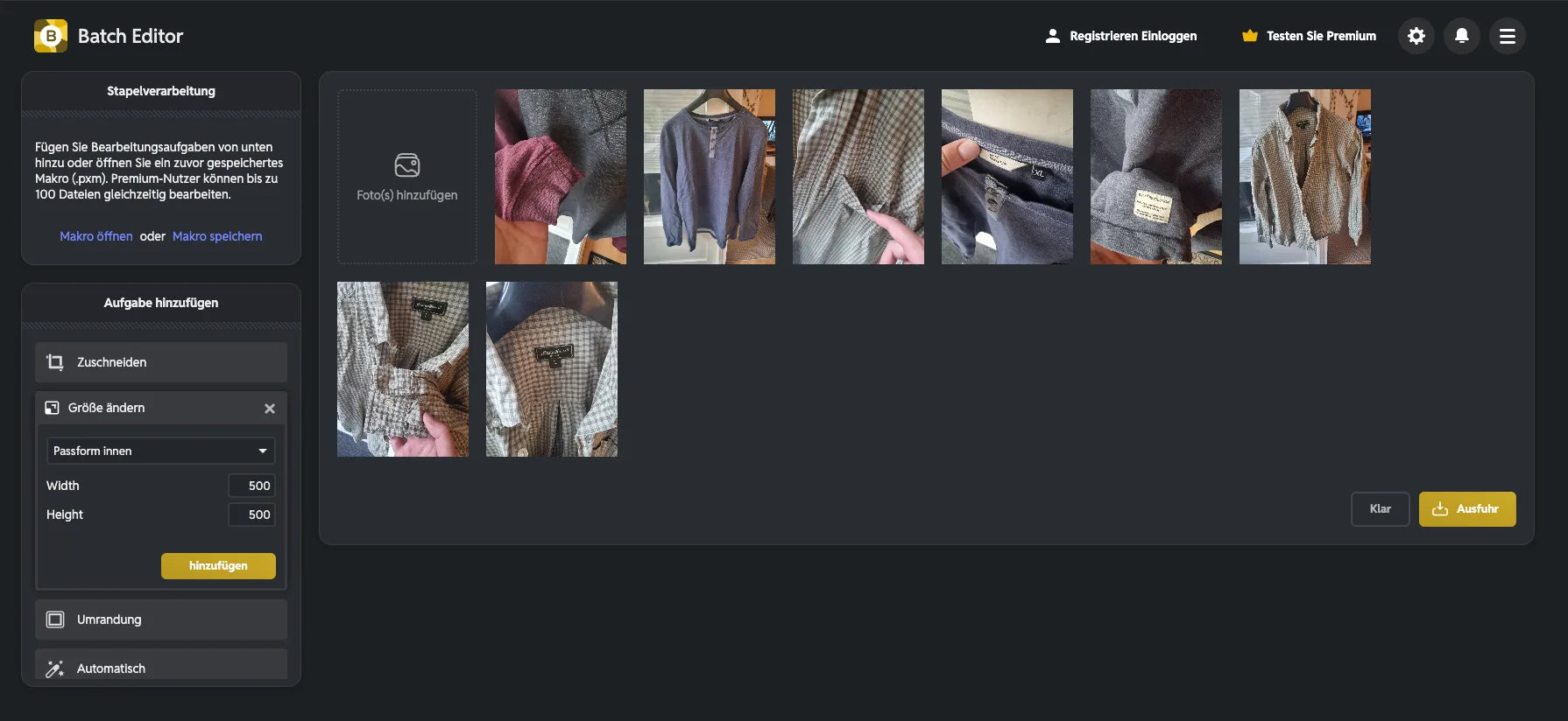  Batch editor allows efficient processing of large image collections (excerpt from  pixlr.com)  