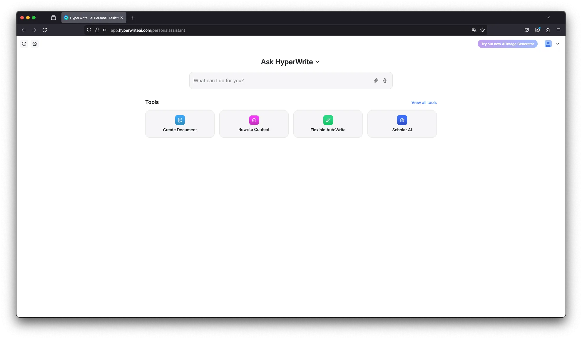   Clean, well-organized user interface. (Excerpt from HyperWrite)  
