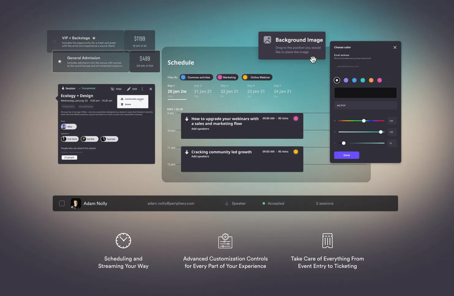   Extensive event customization options in Airmeet. (Excerpt from    airmeet.com   )  