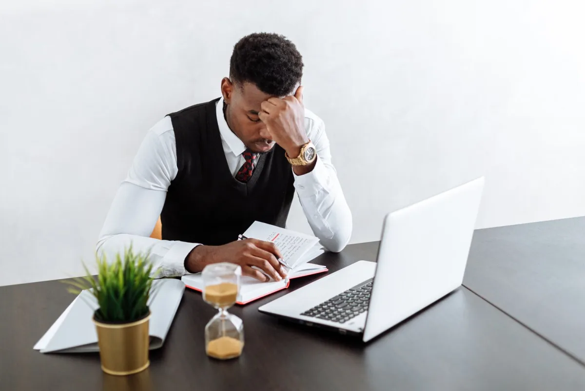 Man working concentrated at his office desk