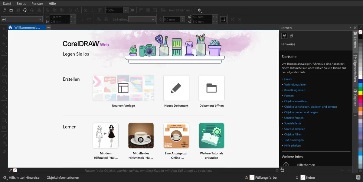   CorelDRAW offers a clean UI for digital image editing. (Own screenshot from CorelDRAW)    