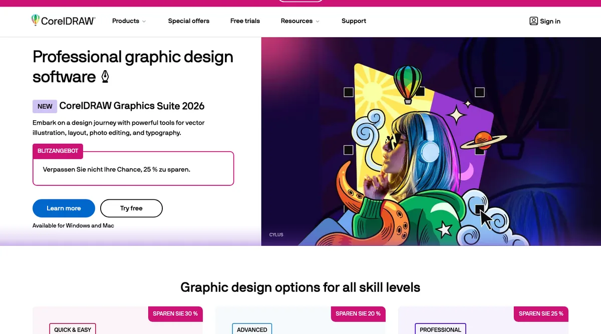 CorelDRAW home page