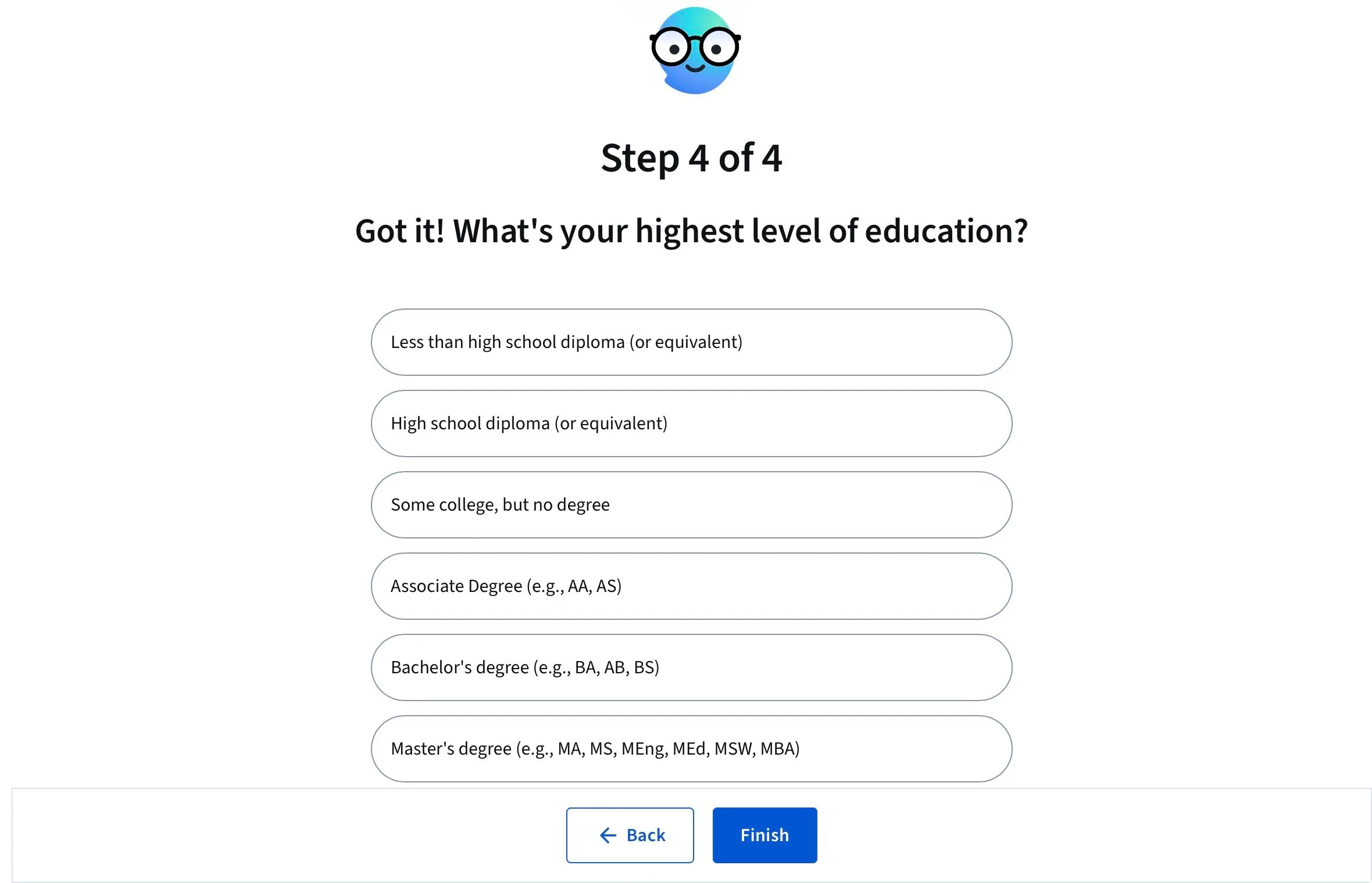 Coursera degree selection during the onboarding process Coursera degree selection during the onboarding process