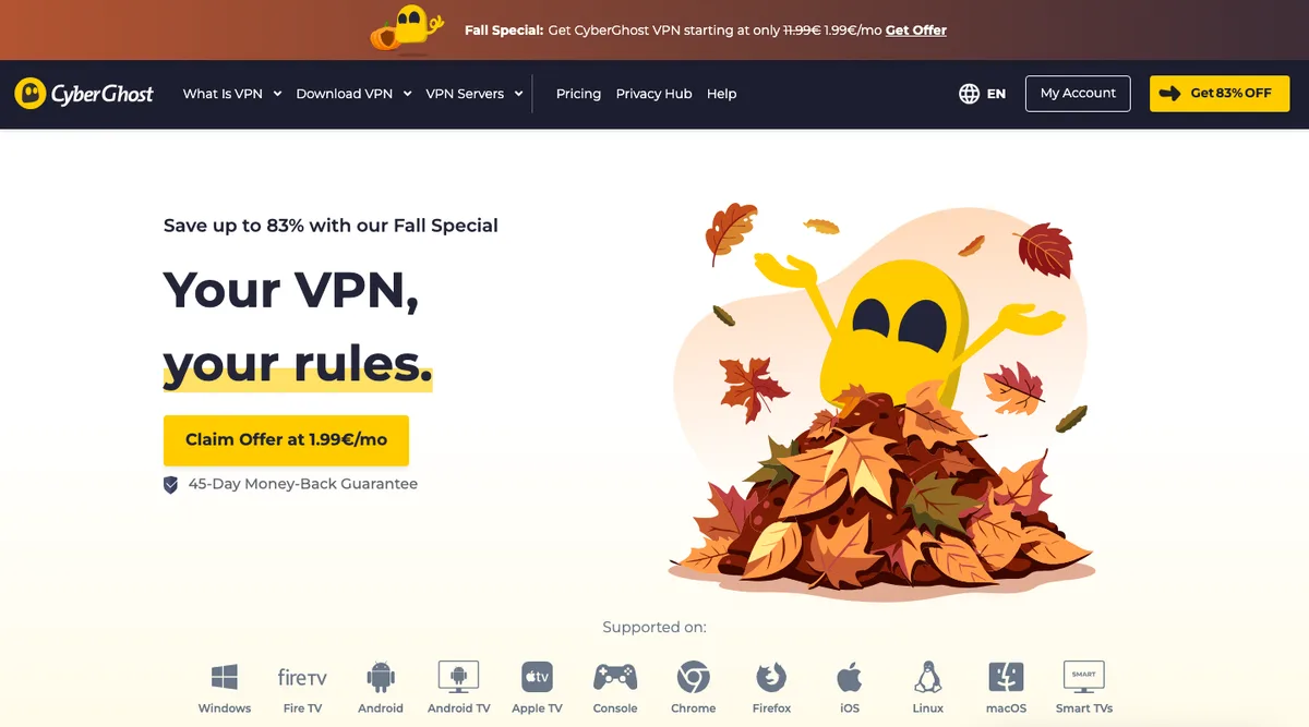 CyberGhost home page