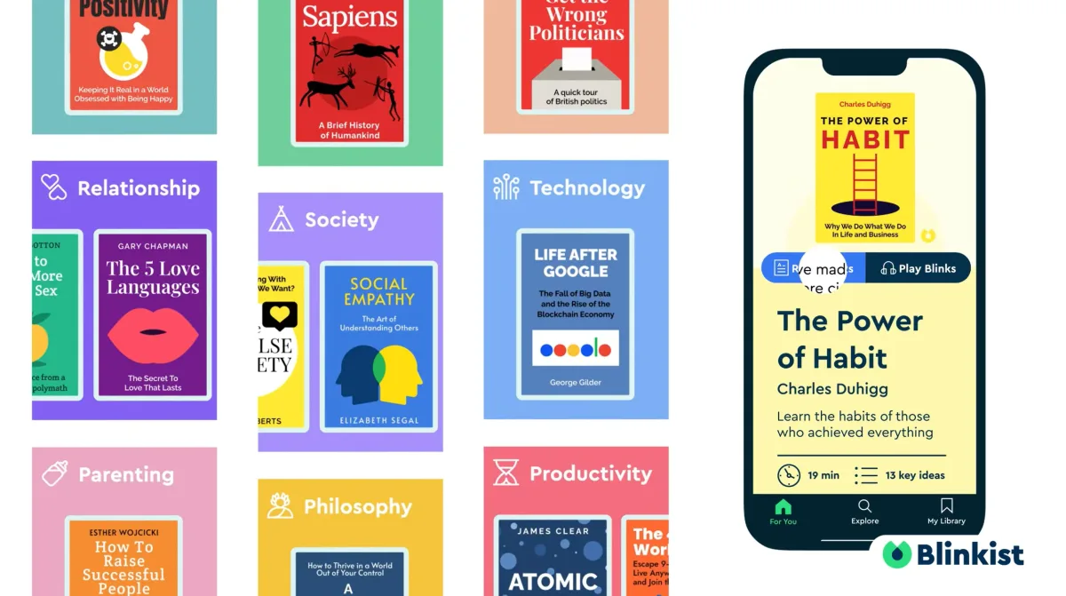   A huge book selection is available through both the web portal and the intuitive app. (Excerpt from    blinkist.com   )  