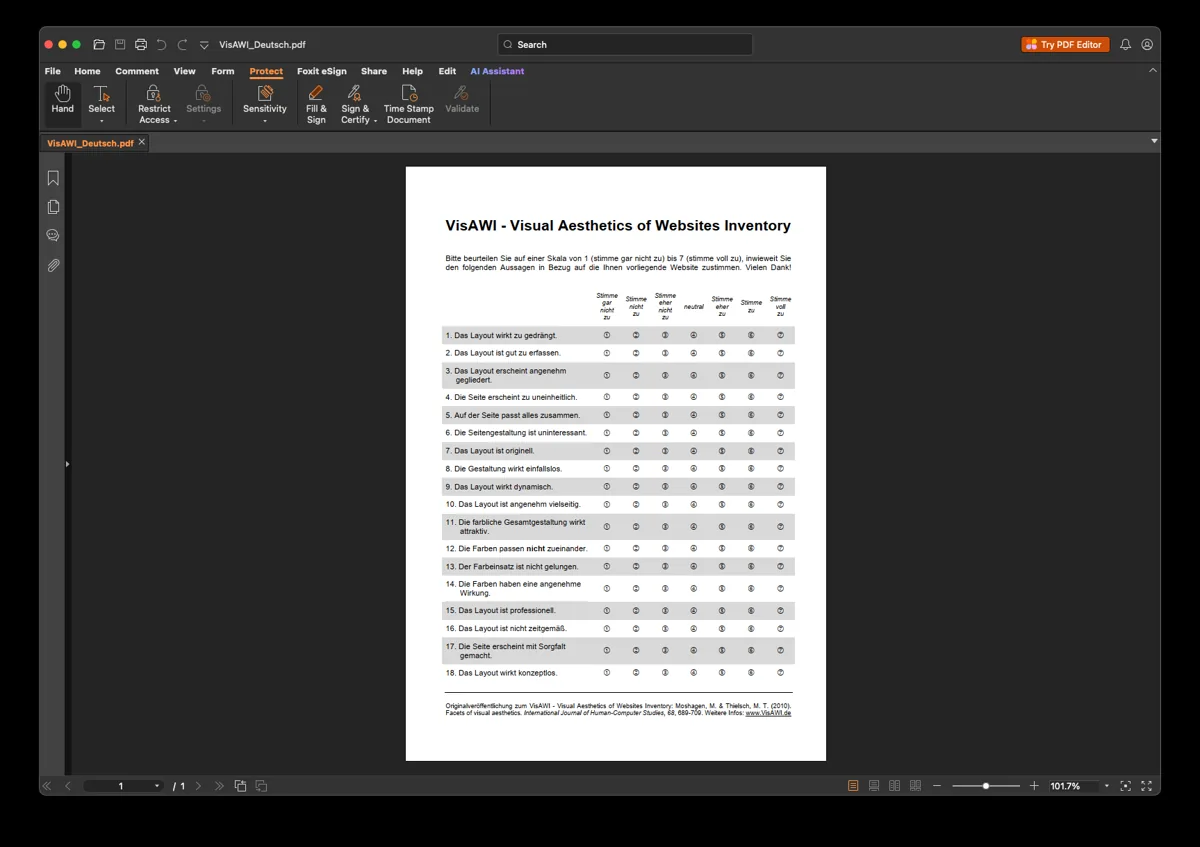 Foxit PDF Editor interface with the full ribbon menu
