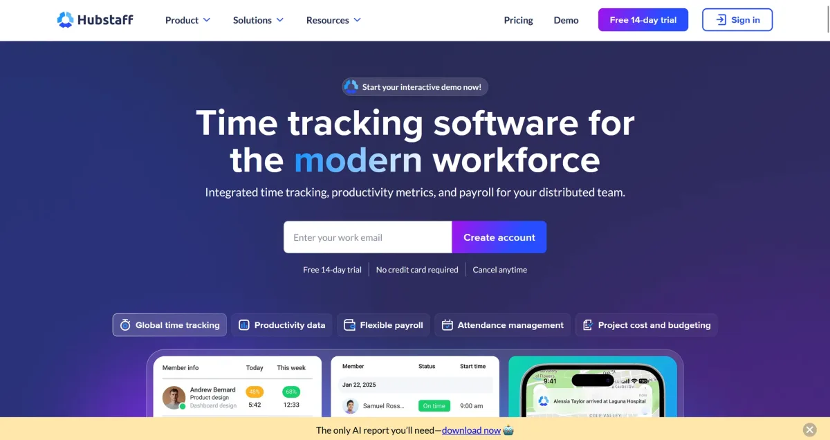  Hubstaff positions itself as a leading time tracking software for modern freelancers – with a strong focus on transparency and automation (excerpt from  hubstaff.com ) 