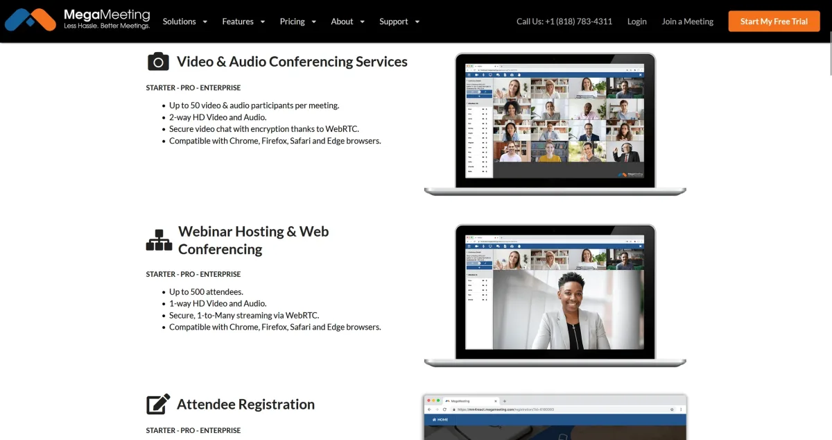   Full feature overview. (Excerpt from    megameeting.com   )  