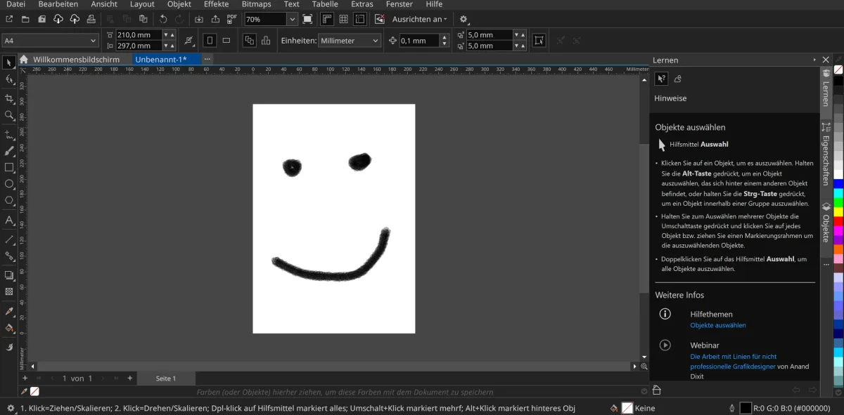   Digital drawing is one of the tool's strongest features. (Own screenshot from CorelDRAW)  