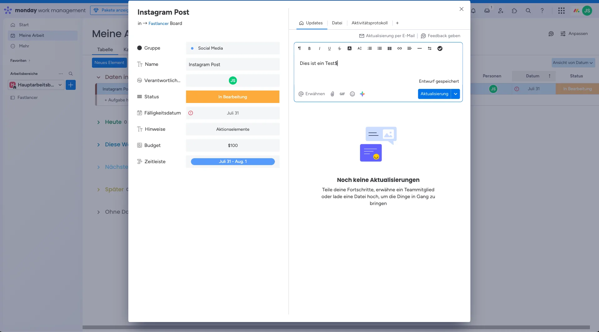   Compact task view with budget, status, and timeline. (Own screenshot from    monday.com   )  