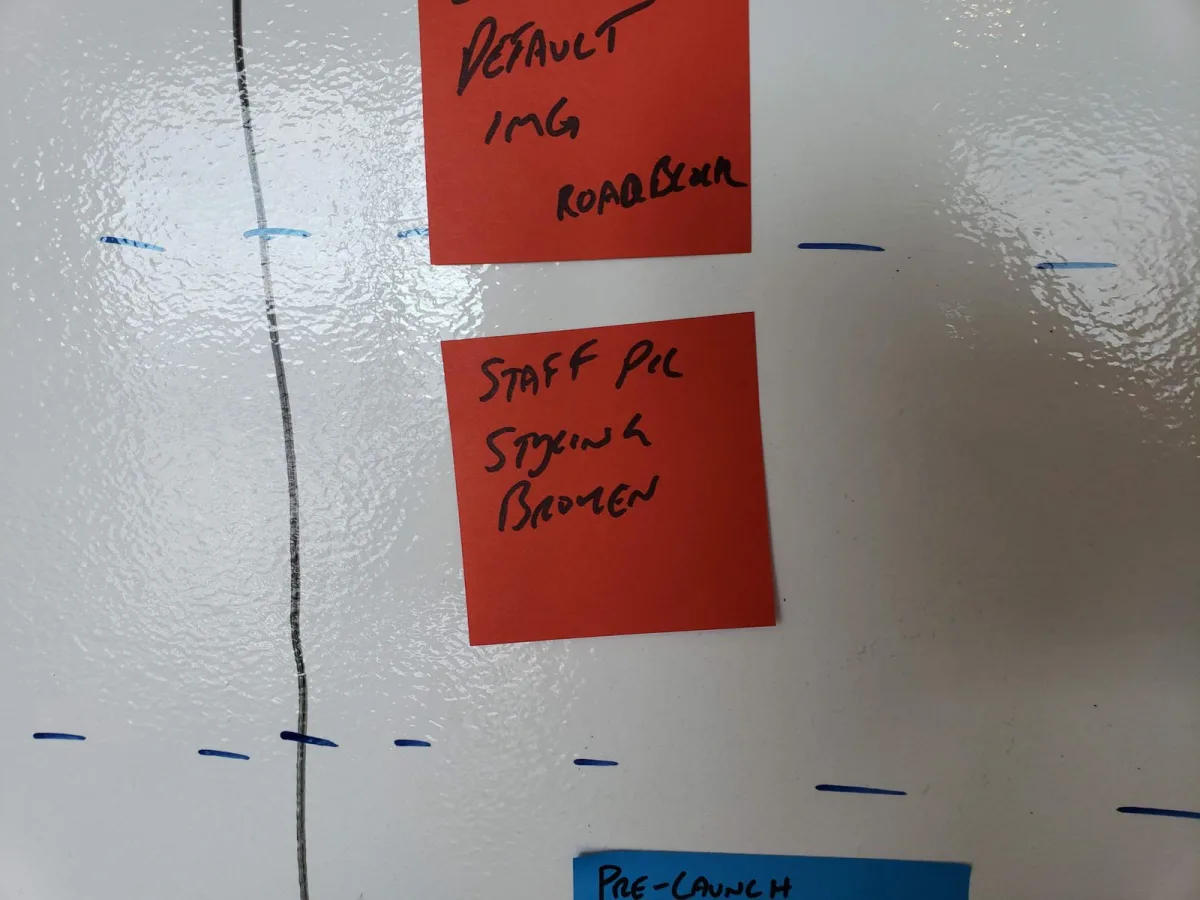 Kanban board with task cards on a wall