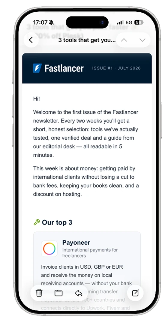 Der Fastlancer Newsletter auf dem Smartphone