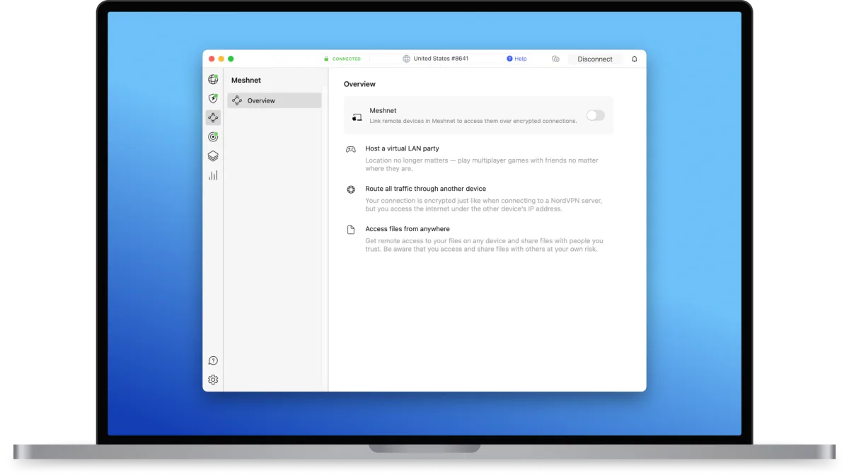 NordVPN Meshnet-Ansicht in der Mac-App