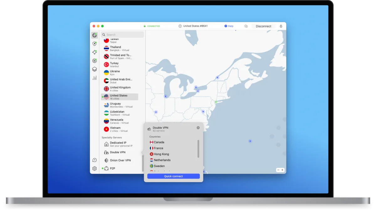 NordVPN Specialty-Server mit Double-VPN-Auswahl