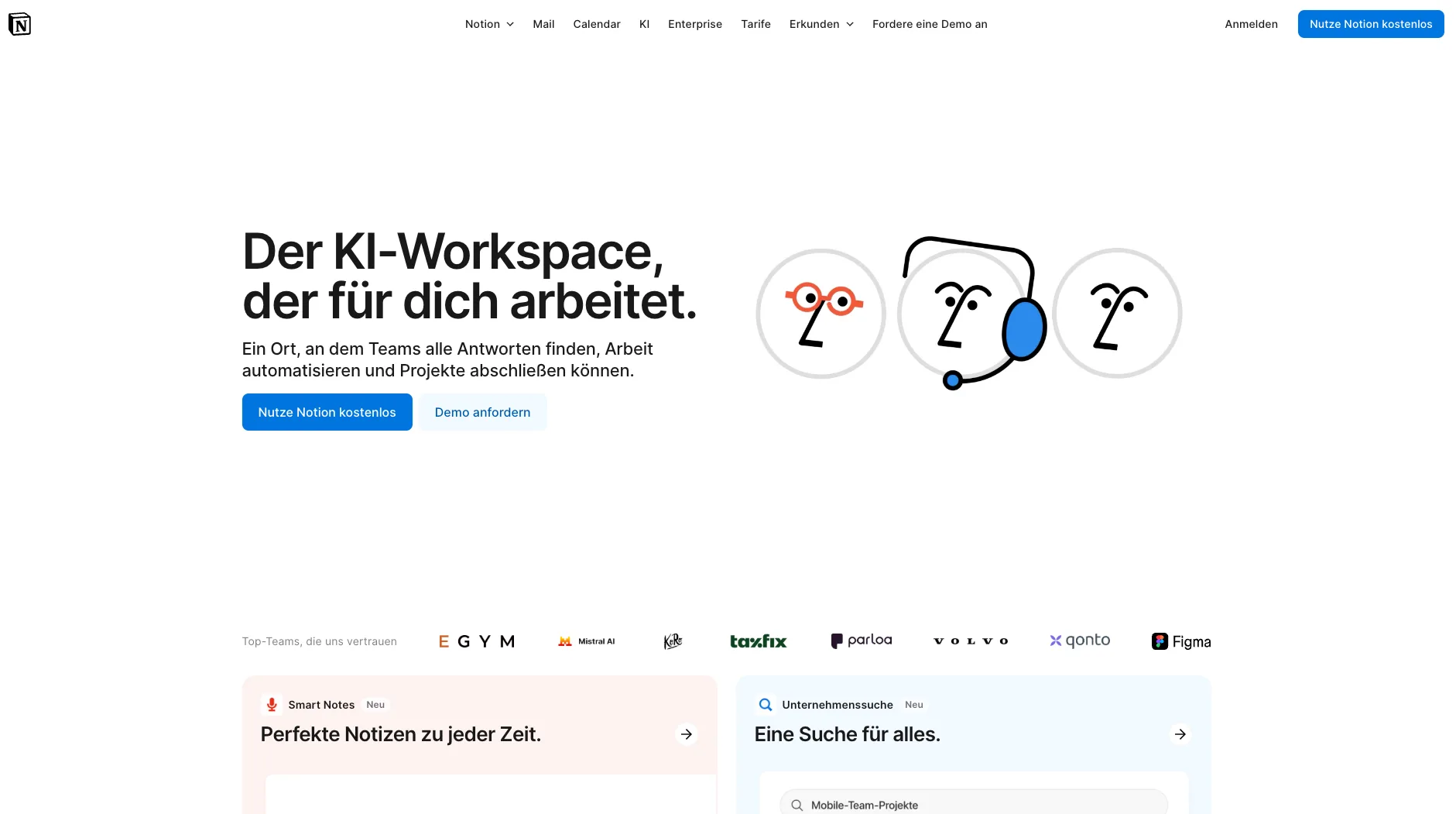   The central Notion homepage: AI-powered workspace for organization, planning, and collaboration. (Excerpt from    notion.com   )  
