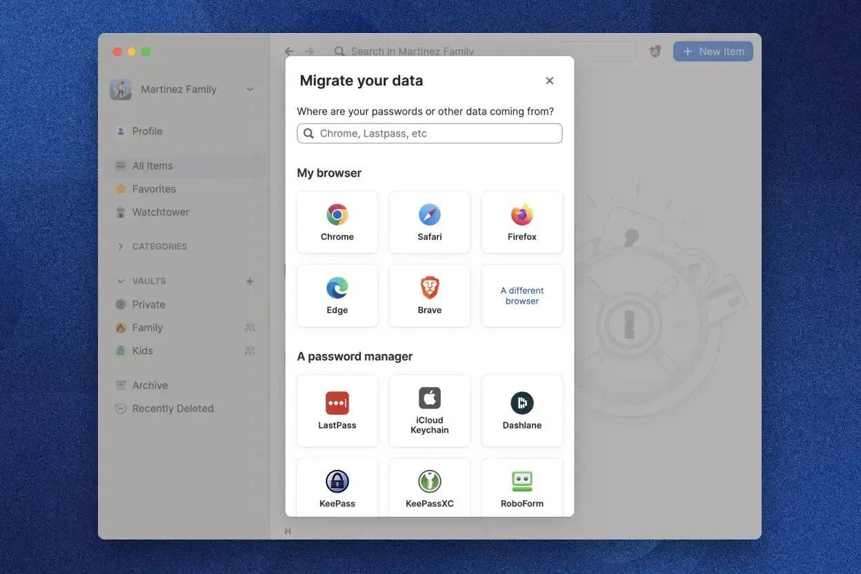 Easy data migration from other applications (excerpt from  1password.com ) 
