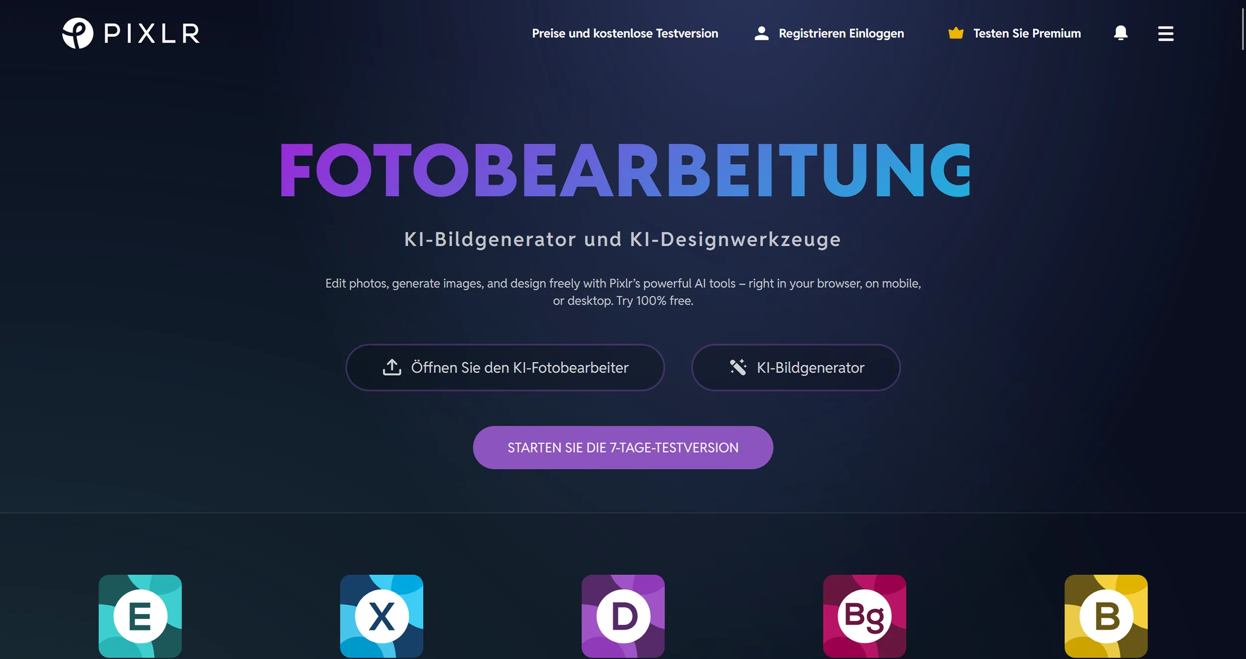   Pixlr-Landingpage  (Excerpt von     pixlr.com    )   