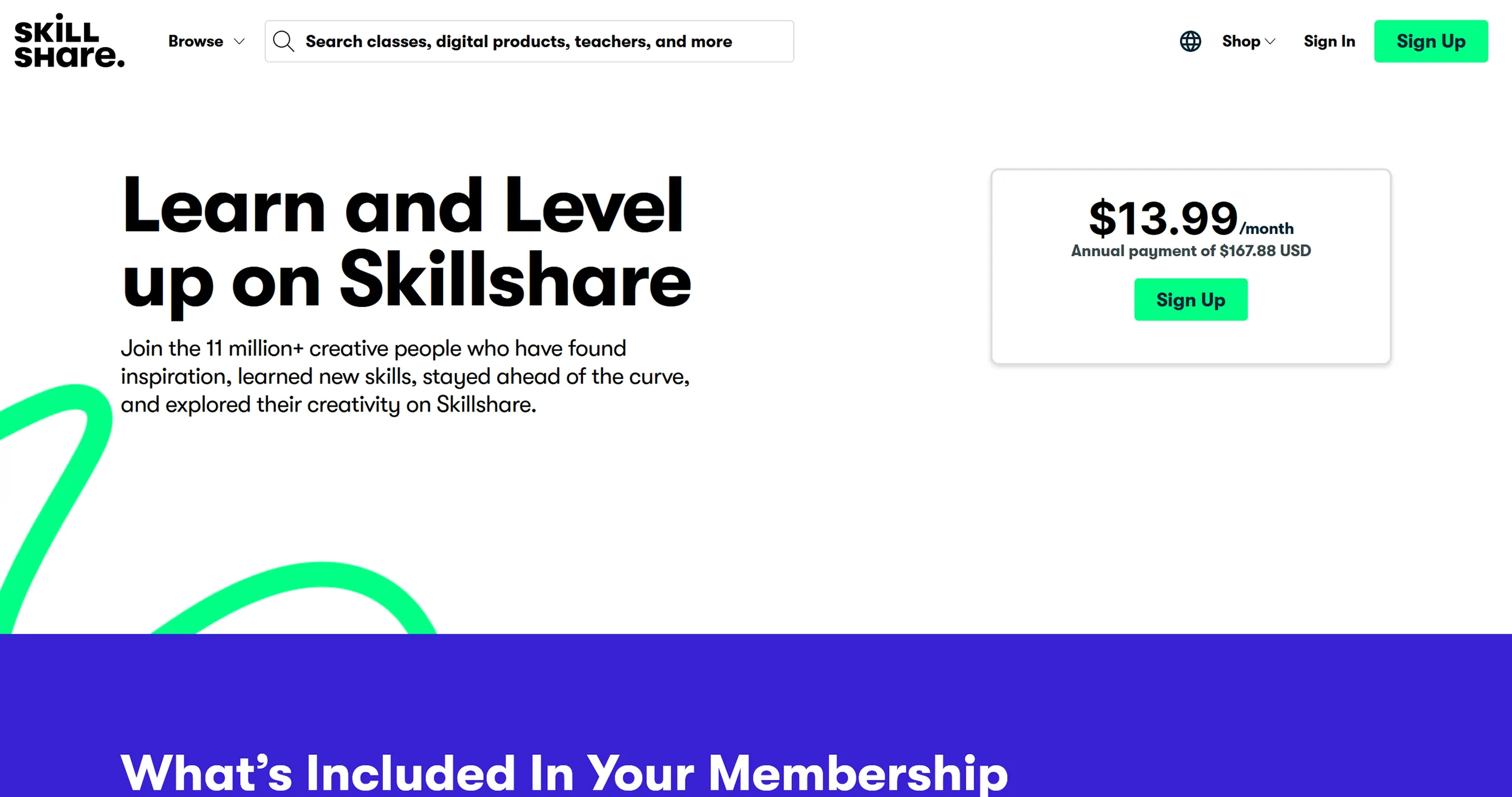   Skillshare pricing overview (excerpt from    skillshare.com   )  