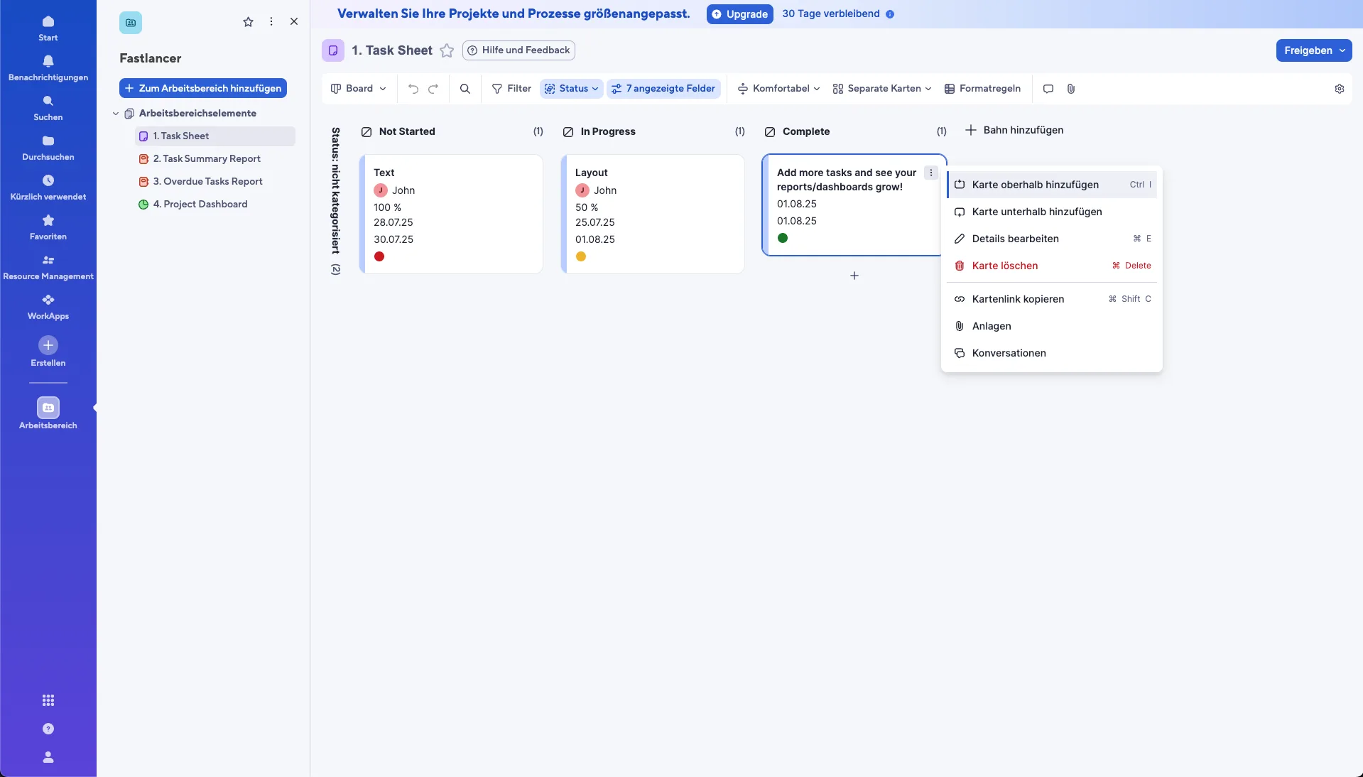   Smartsheet kanban board for visually managing tasks across different status columns. (Excerpt from    smartsheet.com   )  