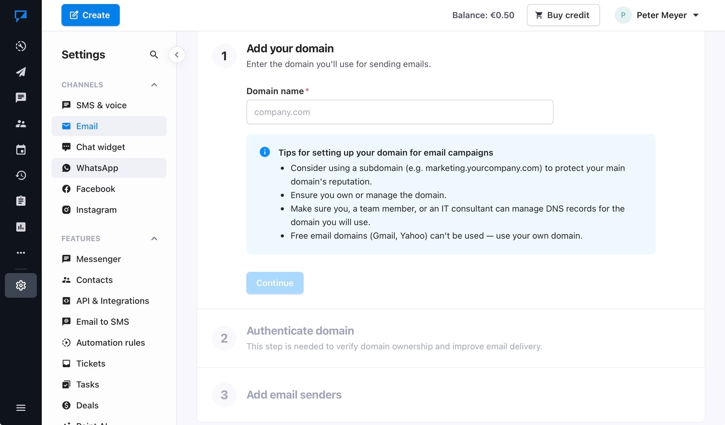  Textmagic email setup: domain configuration for email campaigns 