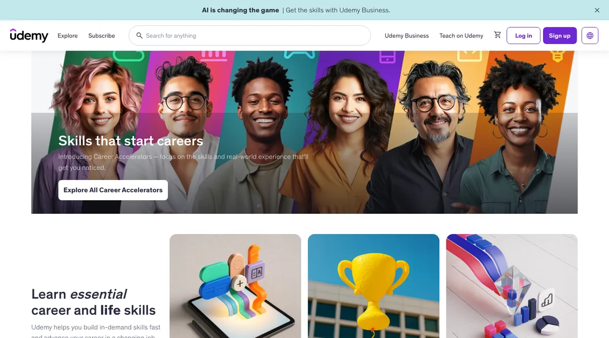 Udemy home page