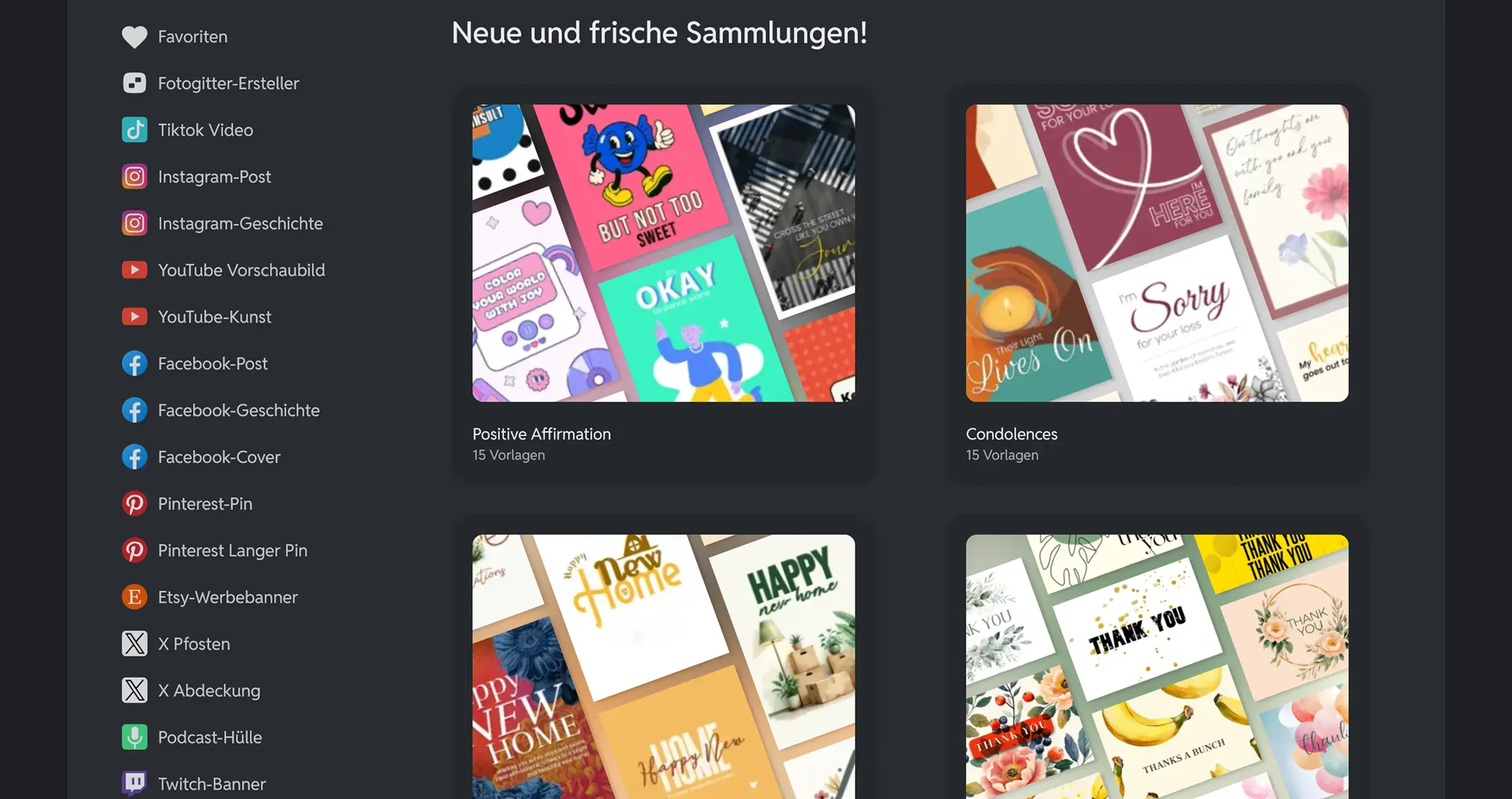  Large template library with around 10,000 designs for social media content (excerpt from  pixlr.com)  