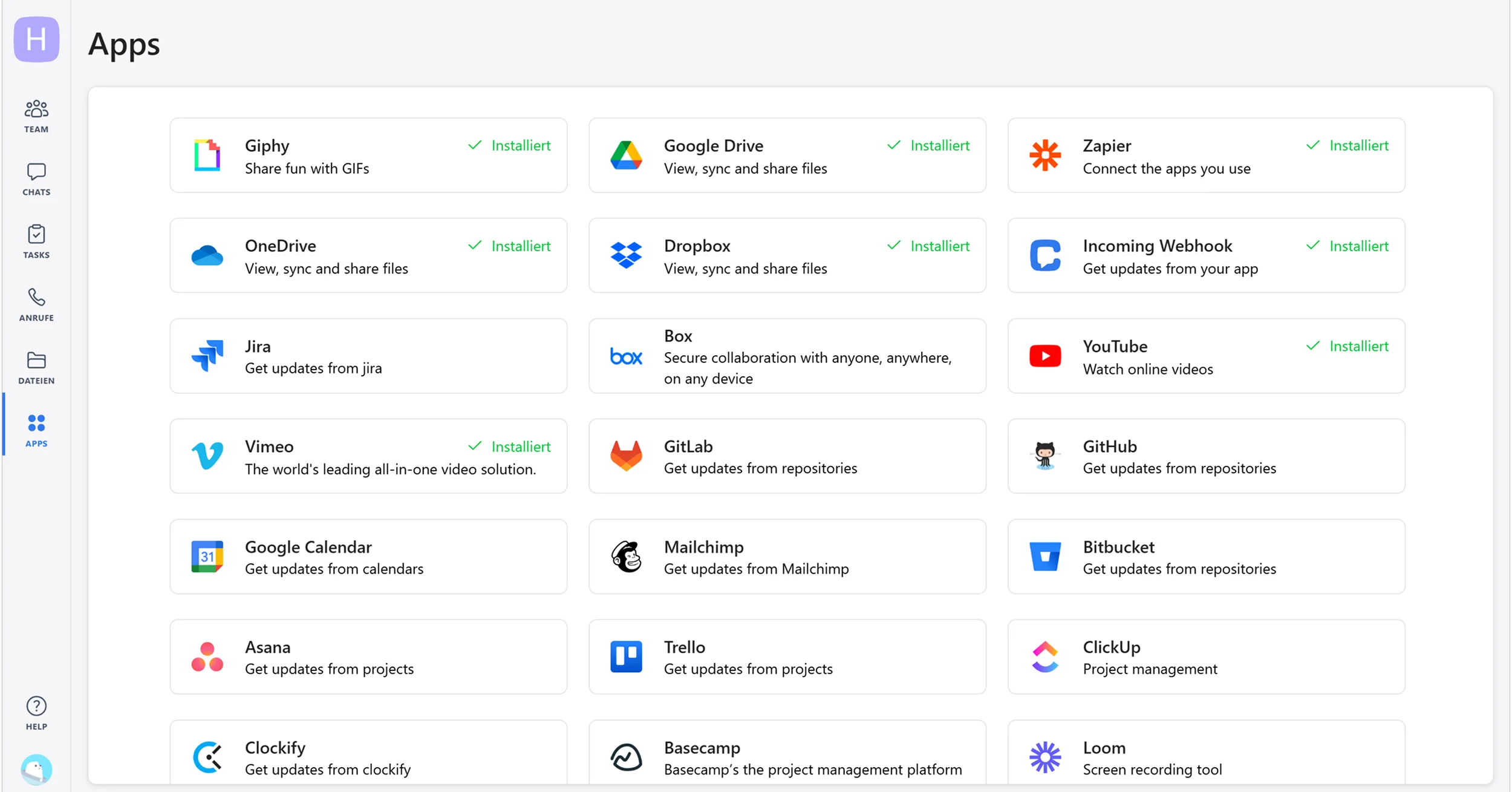 Overview of Chanty app integrations including Google Drive, Trello, Vimeo, and other popular tools (excerpt from chanty.com ) Overview of Chanty app integrations including Google Drive, Trello, Vimeo, and other popular tools (excerpt from chanty.com )
