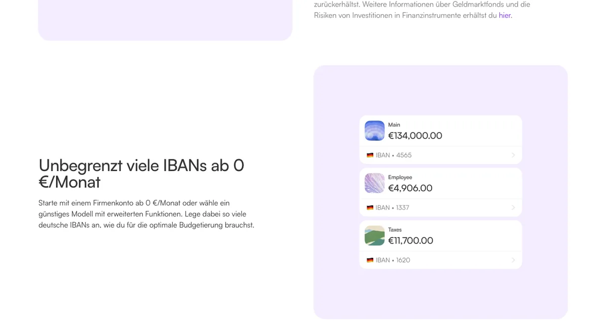 Vivid: Unterkonten mit eigenen deutschen IBANs