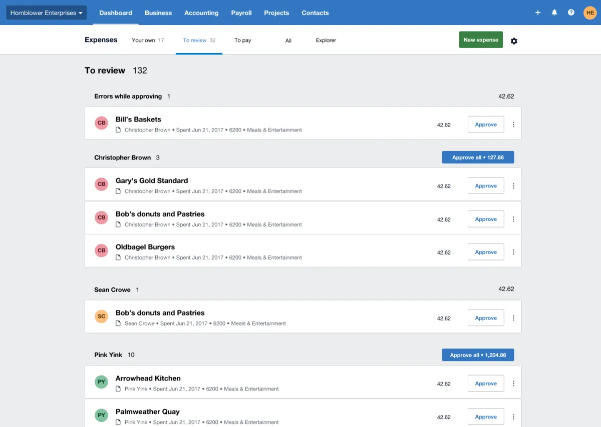 Xero expense management dashboard with Hubdoc receipt capture