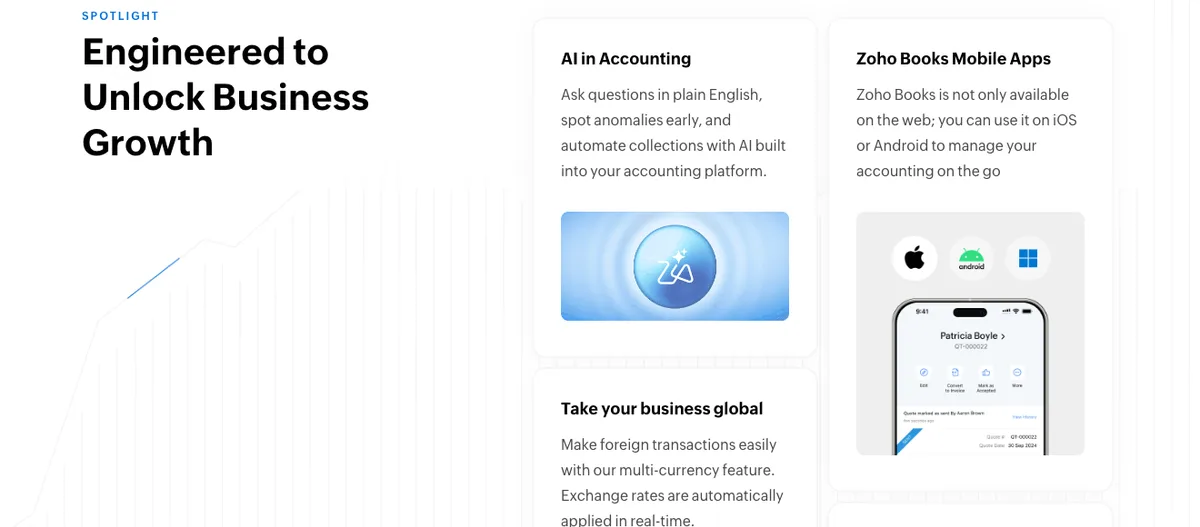 Zoho Books spotlight: AI in accounting, mobile apps, multi-currency